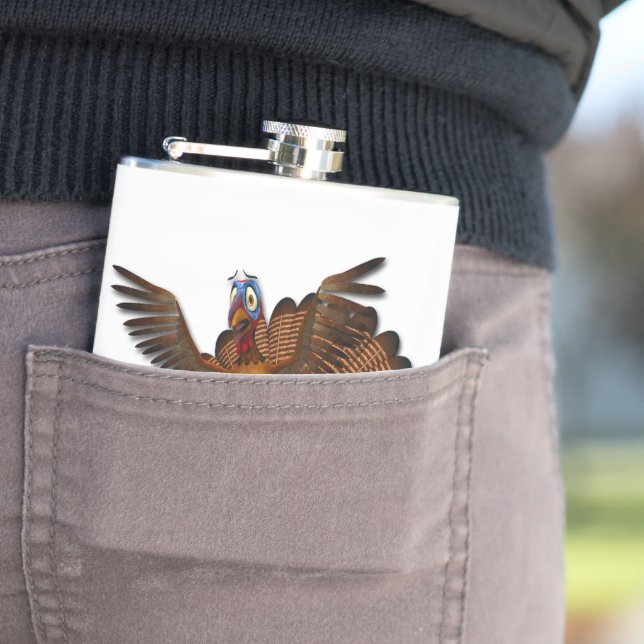 SlipperyJoe's Thanksgiving gobble responsibly live Hip Flask (In Situ)