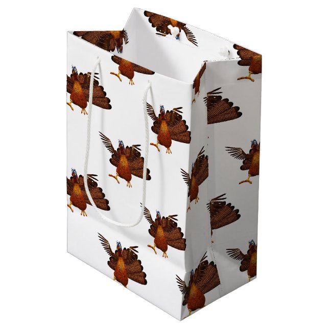 SlipperyJoe's Thanksgiving gobble responsibly live Medium Gift Bag (Front Angled)