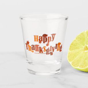 SlipperyJoe's Thanksgiving leaves brown orange pie Shot Glass