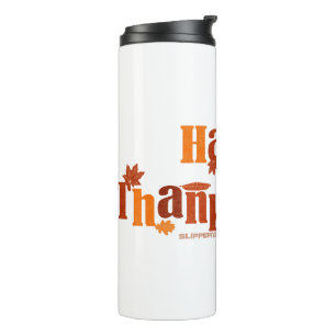 SlipperyJoe's Thanksgiving leaves brown orange pie Thermal Tumbler