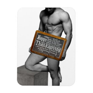 SlipperyJoe's Thanksgiving man hot six-pack abs un Magnet