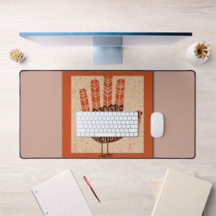 SlipperyJoe's Thanksgiving playful turkey illustra Desk Mat