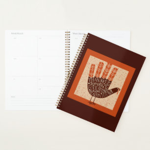SlipperyJoe's Thanksgiving playful turkey illustra Planner