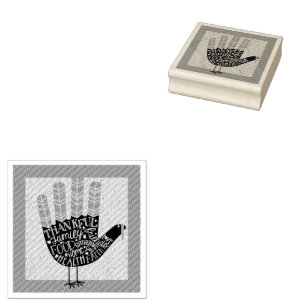 SlipperyJoe's Thanksgiving playful turkey illustra Rubber Stamp