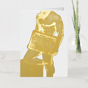 SlipperyJoe's Thanksgiving tradition muscular male Foil Holiday Card