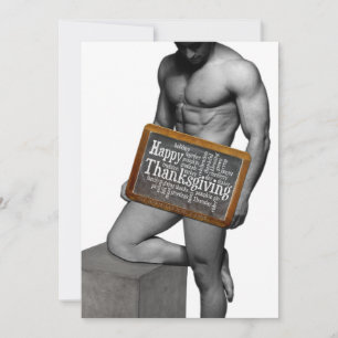 SlipperyJoe's Thanksgiving tradition muscular male Holiday Card