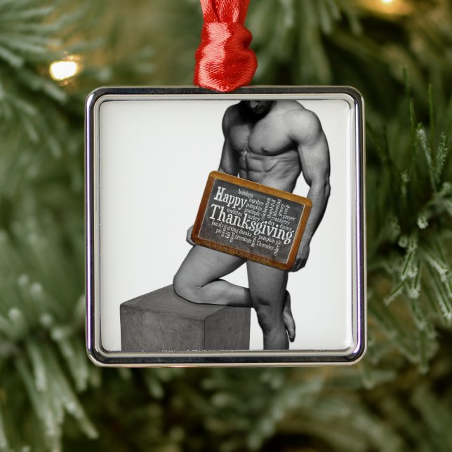 SlipperyJoe's Thanksgiving tradition muscular male Metal Tree Decoration (Tree)