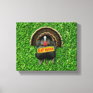 SlipperyJoe's Thanksgiving turkey grass eat ham co Canvas Print