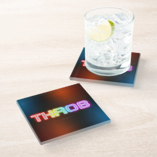 SlipperyJoe's throb rainbow-like gradient thick ca Glass Coaster