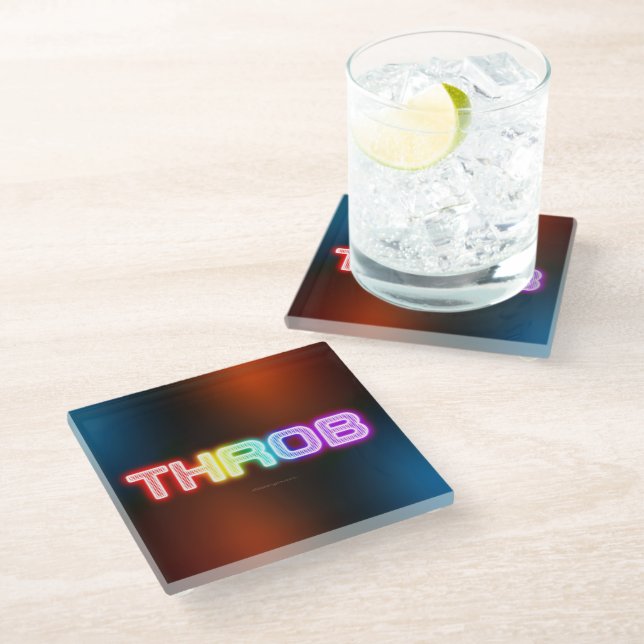 SlipperyJoe's throb rainbow-like gradient thick ca Glass Coaster (Angled)