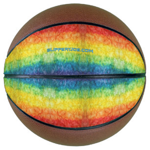 SlipperyJoe's tie-dyed flag rainbow pressed into s Basketball
