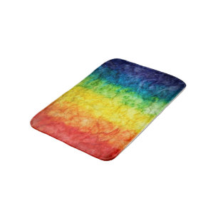 SlipperyJoe's tie-dyed flag rainbow pressed into s Bath Mat