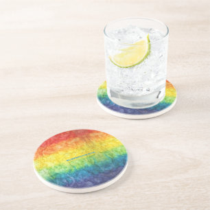 SlipperyJoe's tie-dyed flag rainbow pressed into s Coaster