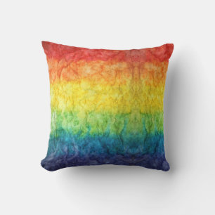 SlipperyJoe's tie-dyed flag rainbow pressed into s Cushion
