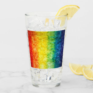 SlipperyJoe's tie-dyed flag rainbow pressed into s Glass