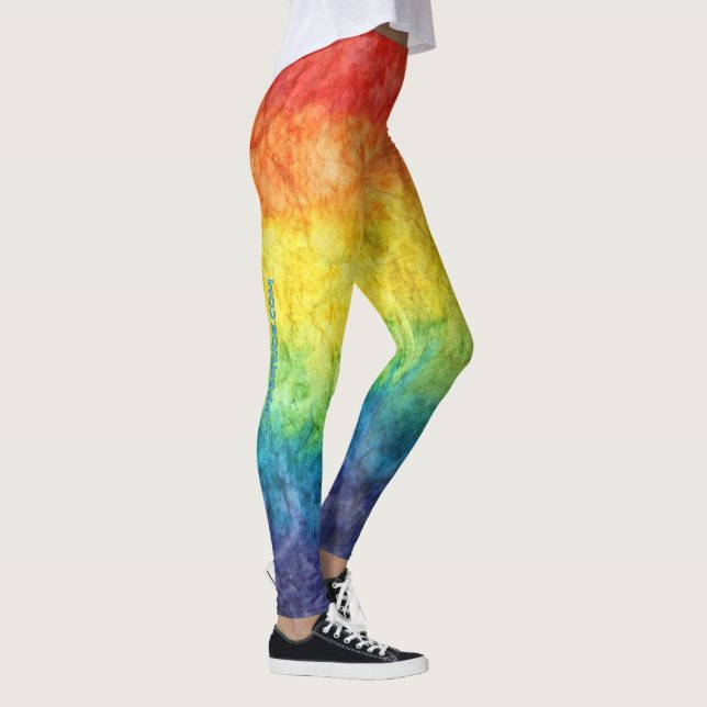 SlipperyJoe's tie-dyed flag rainbow pressed into s Leggings (Right)