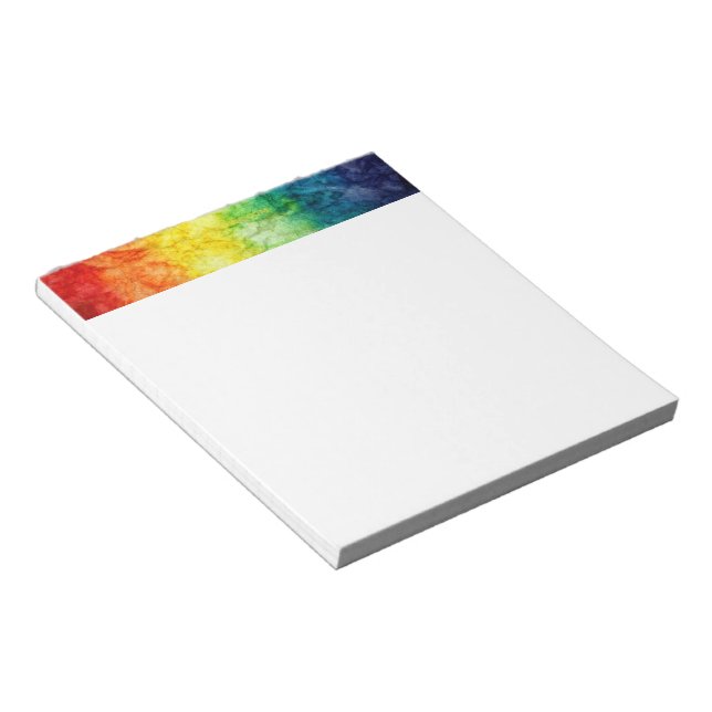 SlipperyJoe's tie-dyed flag rainbow pressed into s Notepad (Angled)