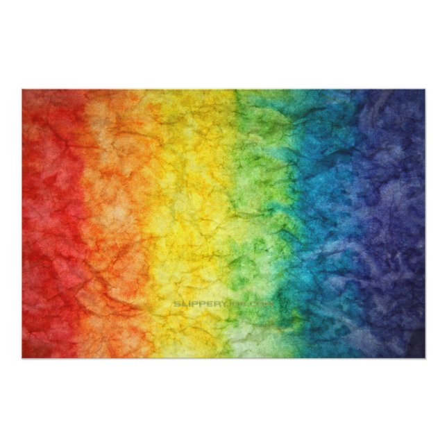 SlipperyJoe's tie-dyed flag rainbow pressed into s Poster (Front)