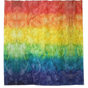 SlipperyJoe's tie-dyed flag rainbow pressed into s Shower Curtain