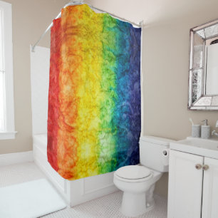 SlipperyJoe's tie-dyed flag rainbow pressed into s Shower Curtain