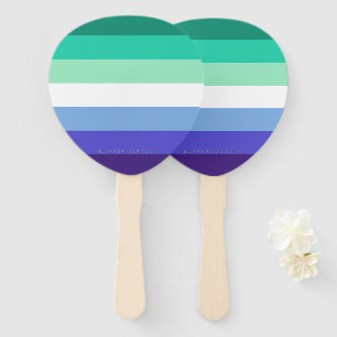 SlipperyJoe's trans-inclusive gay men's flag palet Hand Fan