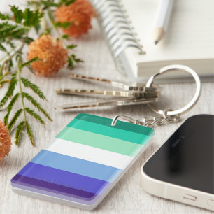 SlipperyJoe's trans-inclusive gay men's flag palet Key Ring