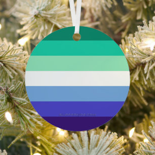 SlipperyJoe's trans-inclusive gay men's flag palet Metal Tree Decoration