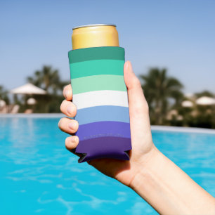 SlipperyJoe's trans-inclusive gay men's flag palet Seltzer Can Cooler