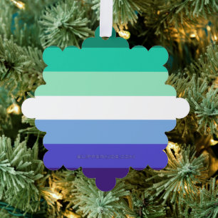 SlipperyJoe's trans-inclusive gay men's flag palet Tree Decoration Card