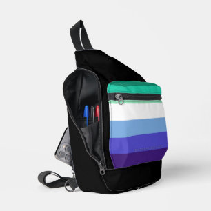 SlipperyJoe's Trans-Inclusive Gay Men's Pride Flag Sling Bag