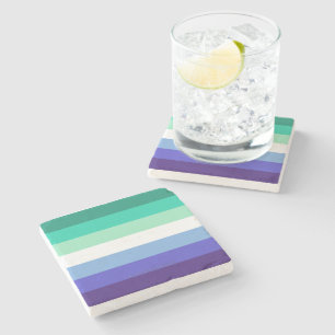 SlipperyJoe's Trans-Inclusive Gay Men's Pride Flag Stone Coaster