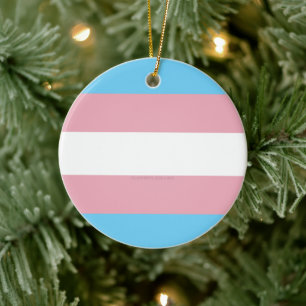 SlipperyJoe's transgender pride flag diversity rig Ceramic Tree Decoration