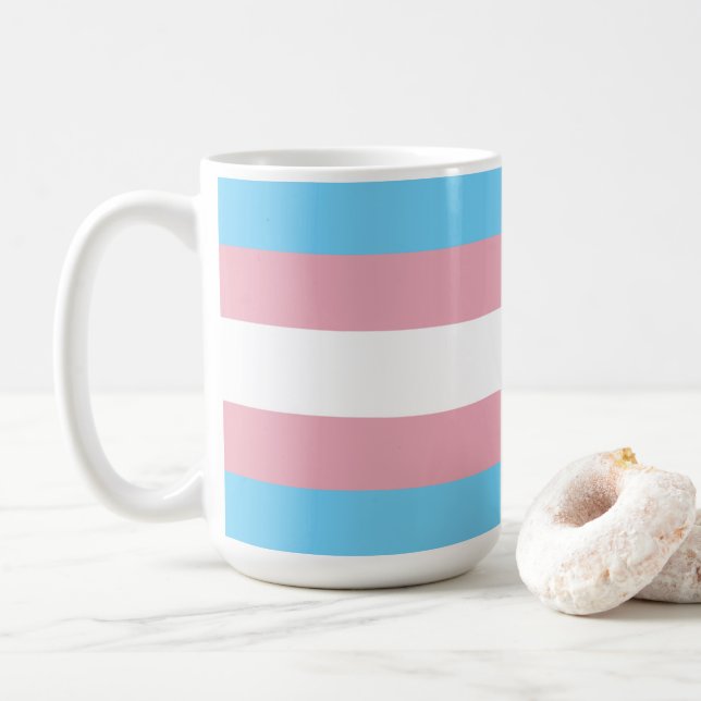 SlipperyJoe's transgender pride flag visibility di Coffee Mug (With Donut)