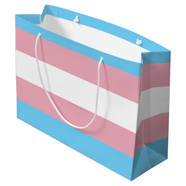 SlipperyJoe's transgender pride flag visibility di Large Gift Bag (Back Angled)