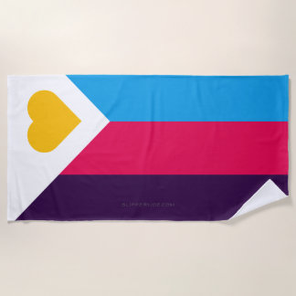 SlipperyJoe's tricolor polyamory pride flag three  Beach Towel