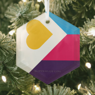 SlipperyJoe's tricolor polyamory pride flag three  Glass Tree Decoration