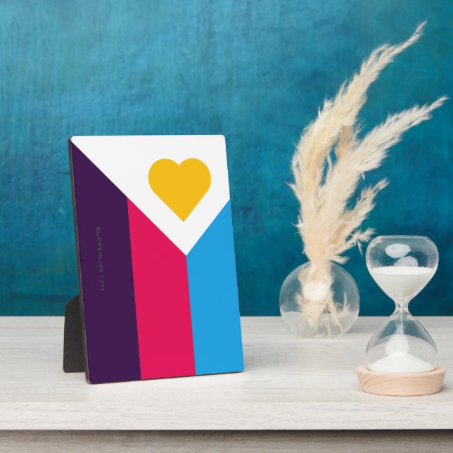 SlipperyJoe's tricolor polyamory pride flag three  Plaque (Side)