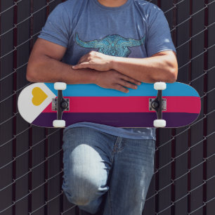 SlipperyJoe's tricolor polyamory pride flag three  Skateboard