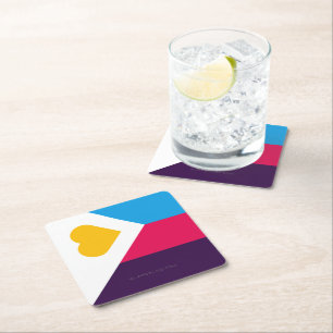 SlipperyJoe's tricolor polyamory pride flag three Square Paper Coaster