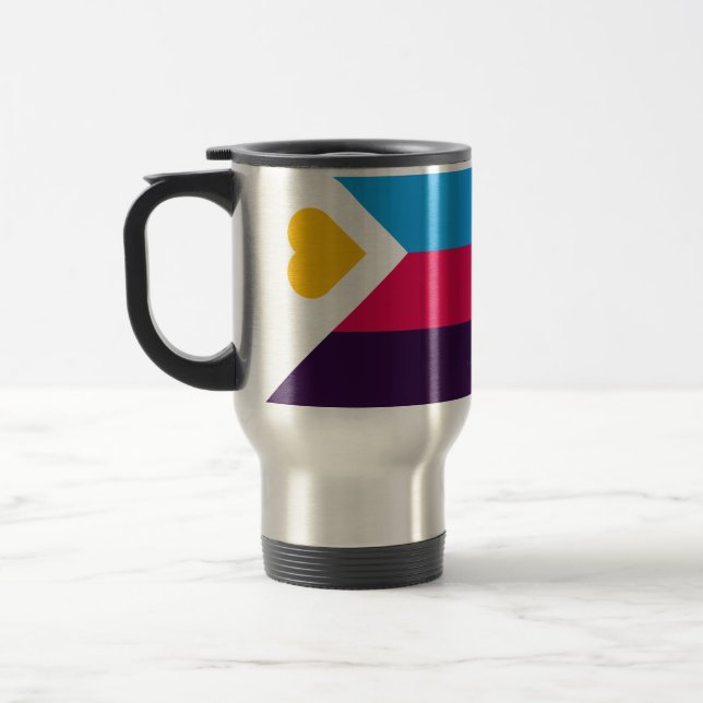 SlipperyJoe's tricolor polyamory pride flag three  Travel Mug (Left)