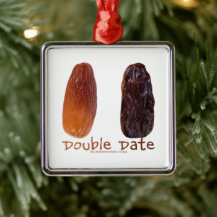 SlipperyJoe's two dates shrivelled wrinkled prunes Metal Tree Decoration