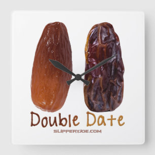 SlipperyJoe's two dates shrivelled wrinkled prunes Square Wall Clock