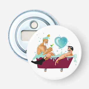 SlipperyJoe's two gay men love cartoon bathtub soa Bottle Opener