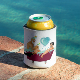 SlipperyJoe's two gay men love cartoon bathtub soa Can Cooler