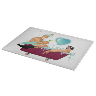 SlipperyJoe's two gay men love cartoon bathtub soa Cutting Board