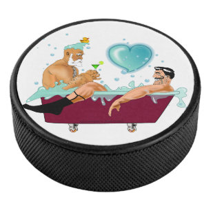 SlipperyJoe's two gay men love cartoon bathtub soa Hockey Puck