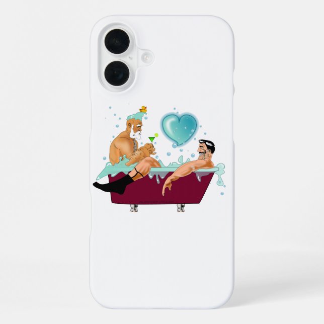 SlipperyJoe's two gay men love cartoon bathtub soa iPhone Case (Back)