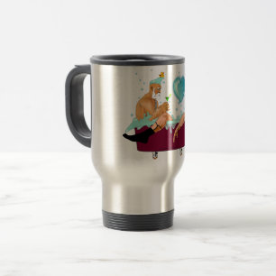 SlipperyJoe's two gay men love cartoon bathtub soa Travel Mug