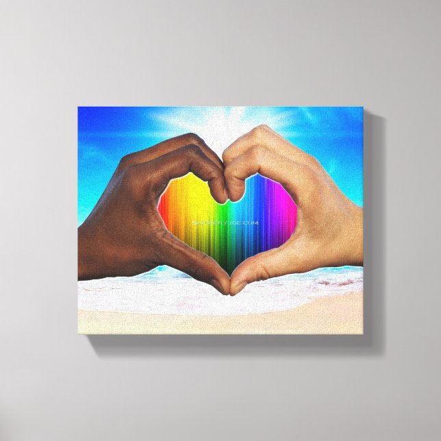 SlipperyJoe's two Hearted hands interracial male h Canvas Print (Front)