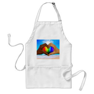 SlipperyJoe's two Hearted hands interracial male h Standard Apron